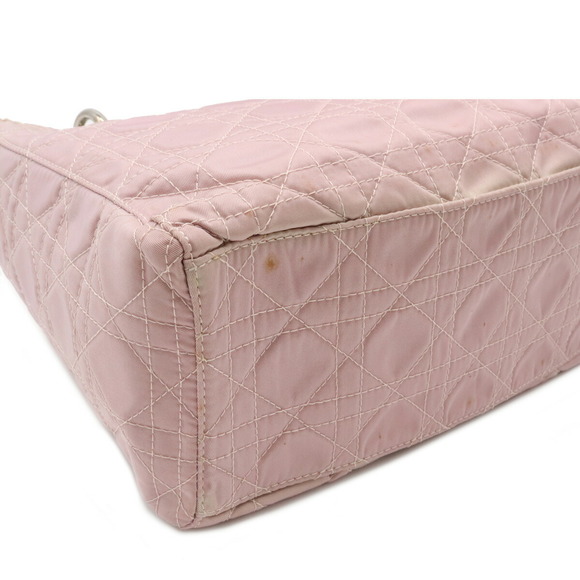 Dior Cannage Handbag Lady Pink Nylon  Leather Light Christian - Picture 3 of 9